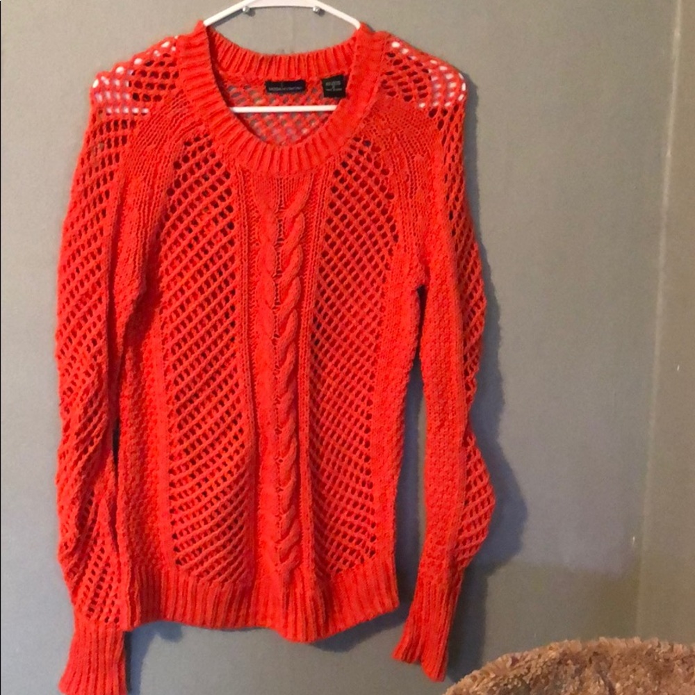 Loose cable knit crew neck sweater